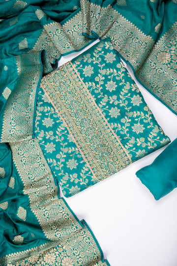 Rama Cotton Unstitched Salwar Suit With Cotton Dupatta