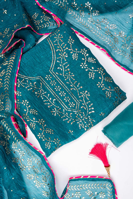 Rama Shimmer Unstitched Salwar Suit With Shimmer Dupatta