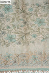 Royal Heritage Tea-Green Organza Unstitched Salwar Suit With Georgette Dupatta