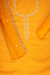Mustard Dola Unstitched Salwar Suit With Cotton Dupatta