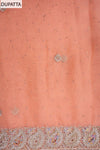 Peach Organza Unstitched Salwar Suit With Organza Dupatta