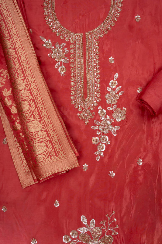 Glow Different Gajari Organza Unstitched Salwar Suit With Dola Dupatta