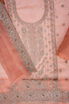 Peach Organza Unstitched Salwar Suit With Organza Dupatta