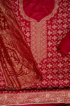 Maroon Cotton Unstitched Salwar Suit With Cotton Dupatta