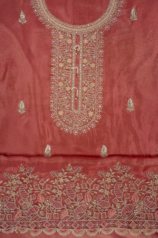 Gajari Shimmer Unstitched Salwar Suit With Dola Dupatta