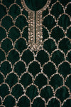Regal Charm Bottle Green Organza Unstitched Salwar Suit With Organza Dupatta