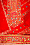 Red Cotton Unstitched Salwar Suit With Chiffon Dupatta