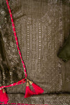 Mehndi Shimmer Unstitched Salwar Suit With Shimmer Dupatta