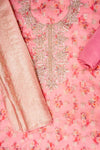 Pink Cotton Unstitched Salwar Suit With Cotton Dupatta