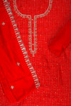 Red Dola Unstitched Salwar Suit With Cotton Dupatta