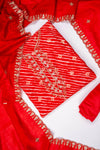 Red Dola Unstitched Salwar Suit With Cotton Dupatta