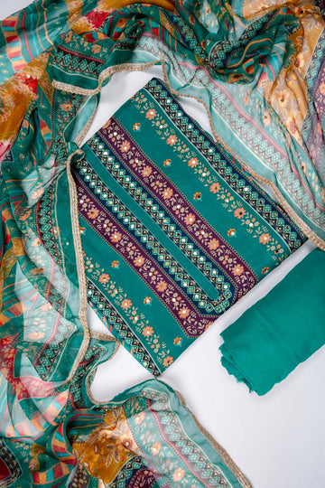 Rama Chinon Unstitched Salwar Suit With Chinon Dupatta