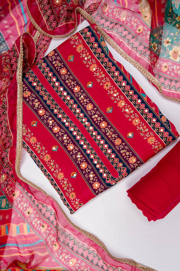 Rani Chinon Unstitched Salwar Suit With Chinon Dupatta