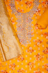 Mustard Cotton Unstitched Salwar Suit With Cotton Dupatta