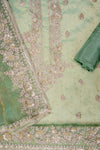 Mint Green Organza Unstitched Salwar Suit With Organza Dupatta