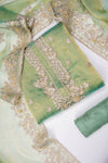 Mint Green Organza Unstitched Salwar Suit With Organza Dupatta