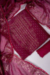 Garnet Shimmer Unstitched Salwar Suit With Shimmer Dupatta