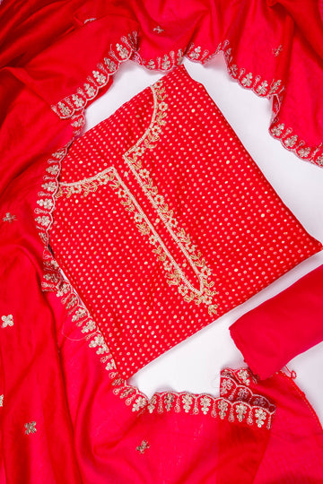 Rani Dola Unstitched Salwar Suit With Cotton Dupatta