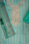 Mint Green Cotton Unstitched Salwar Suit With Cotton Dupatta