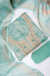 Tea Green Cotton Unstitched Salwar Suit With Cotton Dupatta