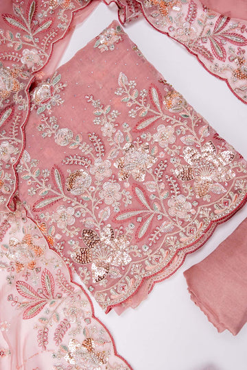 Gajari Organza Unstitched Salwar Suit With Organza Dupatta