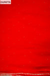 Red Cotton Unstitched Salwar Suit With Chiffon Dupatta