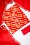 Red Dola Unstitched Salwar Suit With Cotton Dupatta
