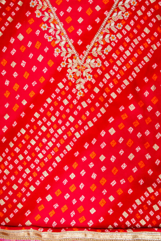 Rani Cotton Unstitched Salwar Suit With Chiffon Dupatta