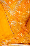 Mustard Cotton Unstitched Salwar Suit With Chiffon Dupatta