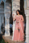 Gajari Georgette Readymade Sharara Set With Net Dupatta