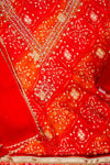 Red Cotton Unstitched Salwar Suit With Chiffon Dupatta