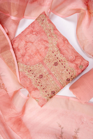 Gajari Cotton Unstitched Salwar Suit With Cotton Dupatta