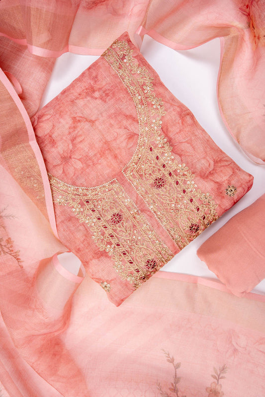 Gajari Cotton Unstitched Salwar Suit With Cotton Dupatta