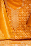 Mustard Cotton Unstitched Salwar Suit With Cotton Dupatta