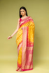 Mango Gold Khaddi Georgette Saree With Unstitched Blouse