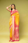 Mango Gold Khaddi Georgette Saree With Unstitched Blouse