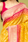 Mango Gold Khaddi Georgette Saree With Unstitched Blouse