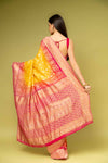 Mango Gold Khaddi Georgette Saree With Unstitched Blouse