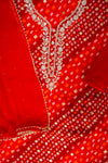 Red Cotton Unstitched Salwar Suit With Chiffon Dupatta