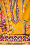 Mustard Chinon Unstitched Salwar Suit With Chinon Dupatta