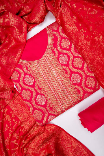 Rani Cotton Unstitched Salwar Suit With Cotton Dupatta