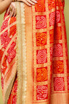 Red Banarasi Silk Embroidered Saree With Unstitched Blouse