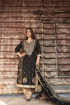 Black Banarasi Silk Readymade Suit And Palazzo With Silk Dupatta