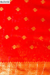 Red Banarasi Silk Embroidered Saree With Unstitched Blouse
