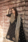 Black Banarasi Silk Readymade Suit And Palazzo With Silk Dupatta