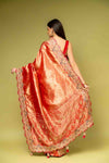Rani Banarasi Silk Embroidered Saree With Unstitched Blouse