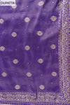 Purple Cutdana, Dabka, Sequence, Swarovski & Woven Zari Organza Unstitched Salwar Suit With Organza Dupatta