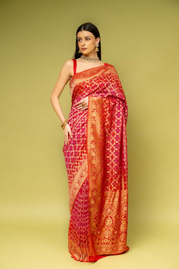 Rani Khaddi Georgette Saree With Unstitched Blouse