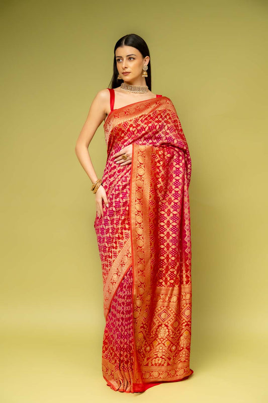 Rani Khaddi Georgette Saree With Unstitched Blouse