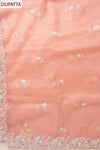 Peach Bead, Sequence & Zari Threadwork Organza Unstitched Salwar Suit With Organza Dupatta